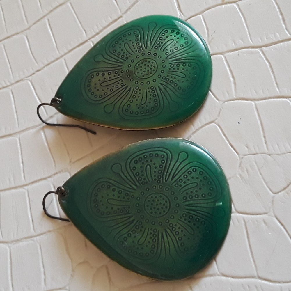 Teal boho earrings